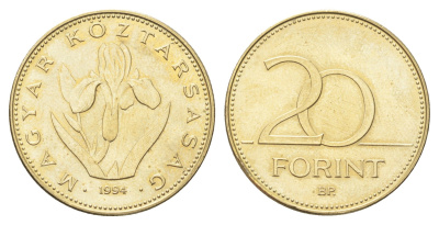 Венгрия 20 форинтов 1994 KM 696 никель латунь UNC 4706-1046