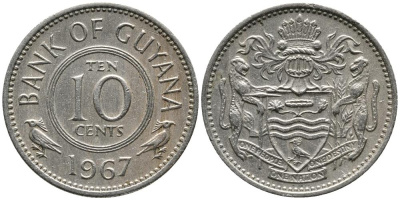 Гайана 10 центов 1967 KM 33 медно-никель 4549-511