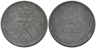 ДАНИЯ 1 ЭРЕ 1963 С; S, ФРЕДЕРИК IX (1947-1972) KM 839.2 цинк 4564-1143