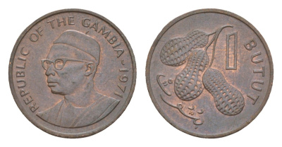 Гамбия 1 бутут 1971 KM 8 бронза aUNC 4643-621