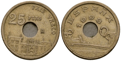 Испания 25 песет 1993 страна басков KM 930 алюминиевая бронза 4173-732