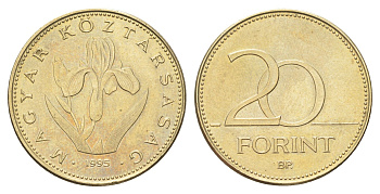 Венгрия 20 форинтов 1995 KM 696 никель латунь 4706-1047