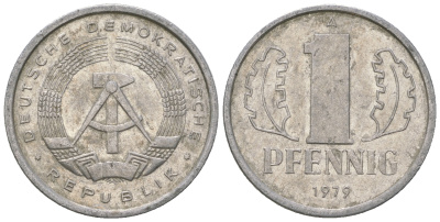 ГДР 1 пфенниг 1979 A KM 8.1 алюминий 4651-1253