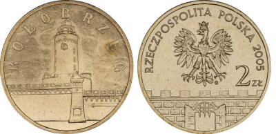 Польша 2 злотых 2005 MW, серия польские города, Колобжег (Kolobrzeg) KM 528, Parchimowicz 957 латунь UNC 603-843