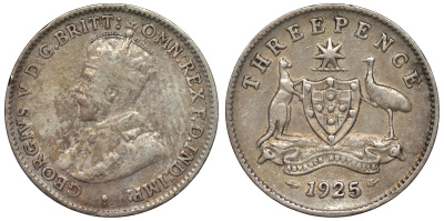 Австралия 3 пенса 1925 Георг V (1910-1936) KM 24 серебро 71-125