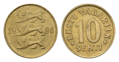 Эстония 10 сентов 1998 KM 22 латунь UNC 4696-222