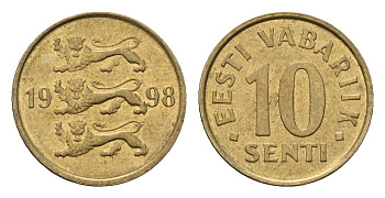 Эстония 10 сентов 1998 KM 22 латунь UNC 4696-225