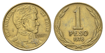 Чили 1 песо 1978 KM 208a алюминиевая бронза 4688-342