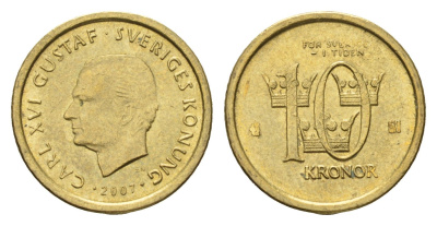 Швеция 10 крон 2007 Карл XVI Густав (1973-) KM 895 нордик UNC 4656-221