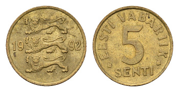 Эстония 5 сентов 1992 KM 21 латунь UNC 4694-1264