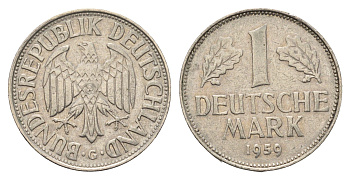 ФРГ 1 марка 1959 G KM 110, J. 385 медно-никель 4698-1241