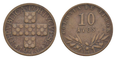 Португальский Тимор 10 аво 1948 KM 5 бронза 3711-1234