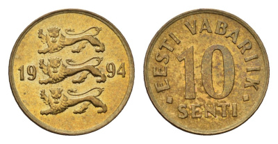 Эстония 10 сентов 1994 KM 22 латунь UNC 4696-133