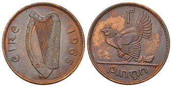 Ирландия 1 пенни 1965 курица с цыплятами KM 11 бронза 4512-1232