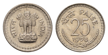 Индия 25 пайс 1978 KM 49.1 медно-никель UNC 4690-217