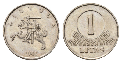 Литва 1 лит 2002 KM 111 медно-никель 4695-426