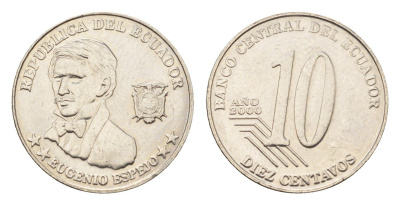 Эквадор 10 сентаво 2000 год-тип KM 106 нержавеющая сталь UNC 4697-348