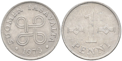 Финляндия 1 пенни 1978 KM 44а алюминий 4585-919