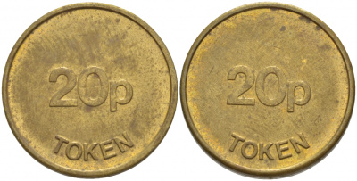 АНГЛИЯ 20 ПЕНСОВ ND TOKEN, ЖЕТОН ИГРОВОЙ желтый металл 4544-956