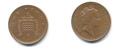 Великобритания 1 пенни 1994 Елизавета II (1952-2022) KM 935a, Spink 4391 (B4) сталь плакированная медью 177-1137