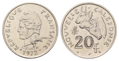 Новая Каледония 20 франков 1972 KM 12 никель UNC 4675-933