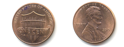 США 1 ЦЕНТ 2010 ЛИНКОЛЬН, ЩИТ KM 469 цинк плакированный медью 86-356