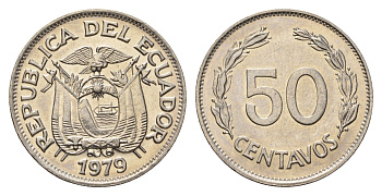 Эквадор 50 сентаво 1979 KM 81 сталь плакированная никелем UNC 4698-553