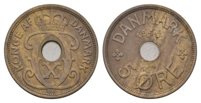 Дания 5 эре 1940 N, Кристиан X (1912-1947) KM 828 бронза 4700-854