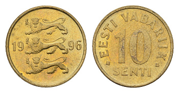 Эстония 10 сентов 1996 KM 22 латунь UNC 4696-153