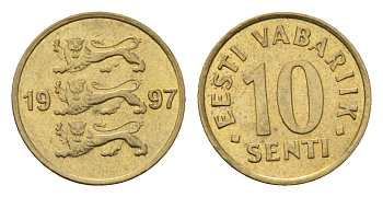 Эстония 10 сентов 1997 KM 22 латунь UNC 4696-212