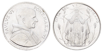 Ватикан 5 лир 1968 MCMLXVIII, год-тип KM 102 алюминий UNC 4701-469