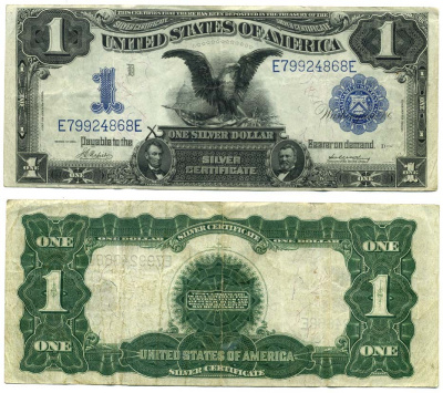США 1 ДОЛЛАР 1899 СЕРЕБРЯНЫЙ СЕРТИФИКАТ, ПОДПИСЬ NAPIER-McCLUNG Pick 338 бумага 000-00-00