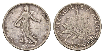 Франция 1 франк 1904 KM 844 серебро 51-2027