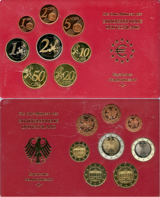 ФРГ государственный евронабор из 8 монет 2004 D KM PS 166   PROOF  8-2-04-02