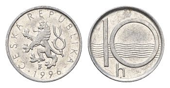 Чехия 10 геллеров 1996 KM 6 алюминий 4696-543