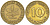 ФРГ 10 ПФЕННИГОВ 1950 F KM 108, J. 383 сталь плакированная латунью 4182-742