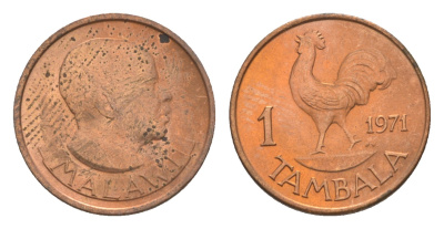 Малави 1 тамбала 1971 петух KM 7.1 бронза  aUNC  4640-855