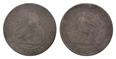 Испания 2 сентимо 1870 Временное правительство KM 661 медь 4702-249