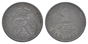 Дания 1 эре 1950 Фредерик IX (1947-1972) KM 839 цинк 4701-626