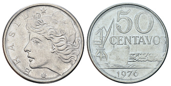 Бразилия 50 сентаво 1976 KM 580b нержавеющая сталь UNC 4150-857