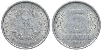 ГДР 5 ПФЕННИГОВ 1978 А алюминий 62-341