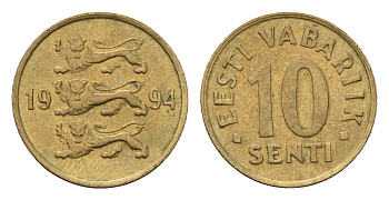 Эстония 10 сентов 1994 KM 22 латунь UNC 4696-134