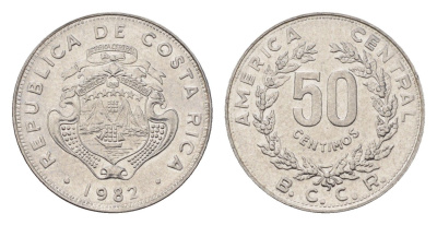 Коста-Рика 50 сентимо 1982 KM 209.1 нержавеющая сталь UNC 4697-518