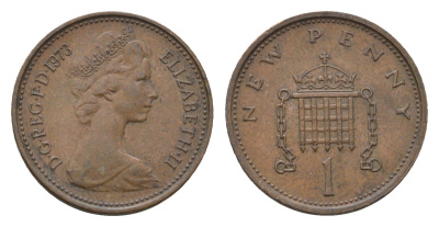 Великобритания 1 пенни 1973 Елизавета II (1952-2022) KM 915, Spink 4237 (B1) бронза 4696-744