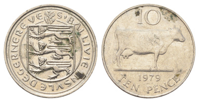 Гернси 10 пенсов 1979 Гернсийская корова KM 30 медно-никель 4692-1012