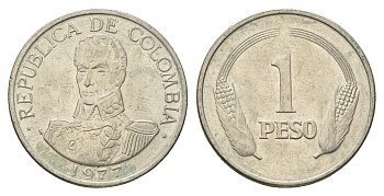 Колумбия 1 песо 1977 Симон Боливар KM 258.2 медно-никель UNC 4698-125