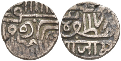Индия, Наванагар (Nawanagar) 1 кори (kori) АН(9)78 стиль 1570-1850, frozen, вес 4,67 гр. KM 5 серебро 4112-526