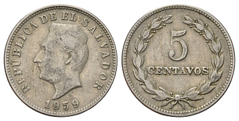 Сальвадор 5 сентаво 1959 KM 134 медно-никель 4121-1232