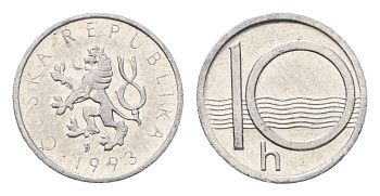 Чехия 10 геллеров 1993 KM 6 алюминий 4696-541