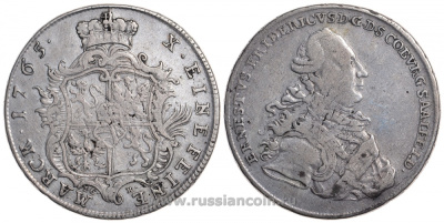 Саксен-Кобург-Заальфельд 1 талер 1765 IC-K, Эрнст Фридрих (1764-1800) KM 45b, Dav. 2752 B серебро 00-809-21